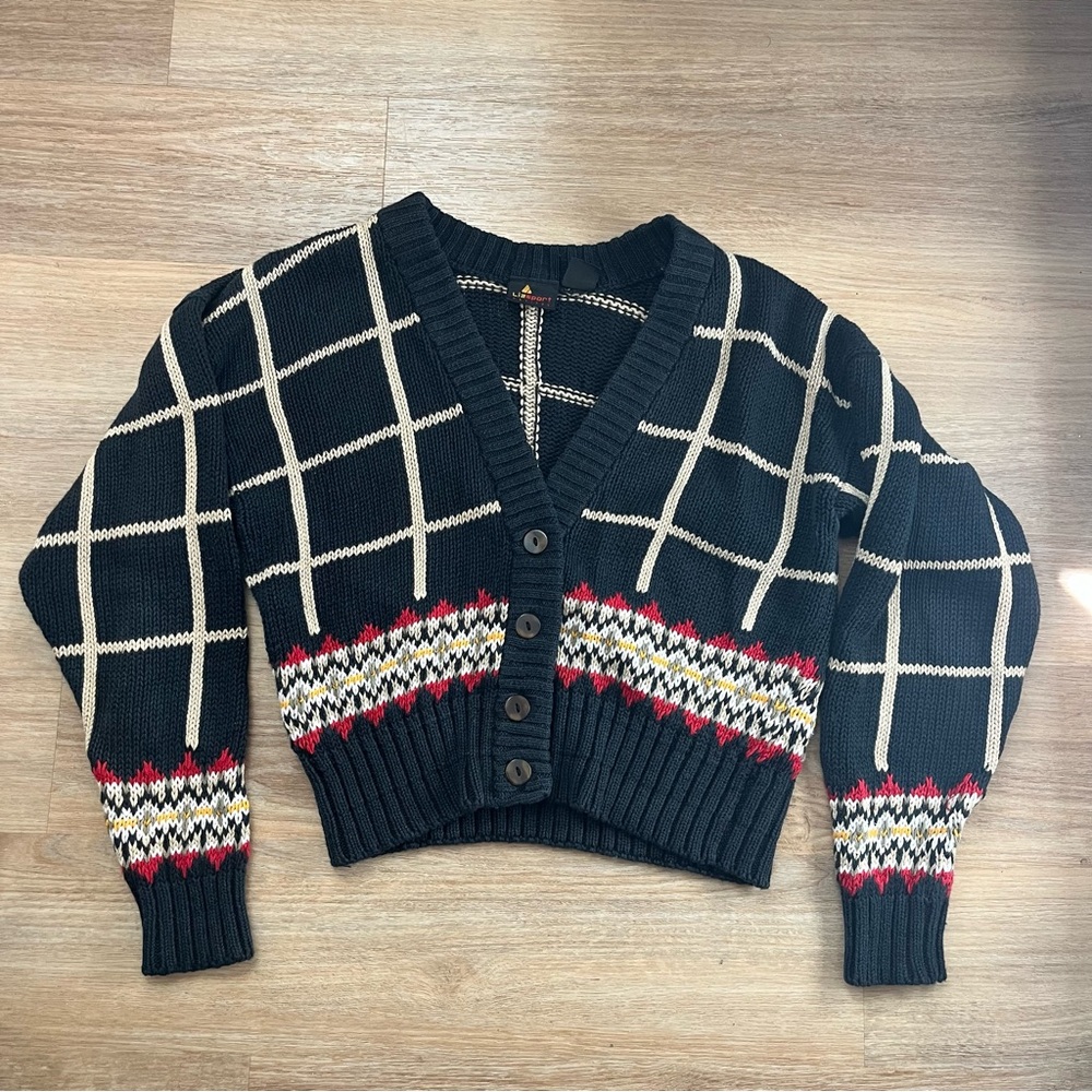 LizSport Liz Claiborne Cropped Patterned Cardigan